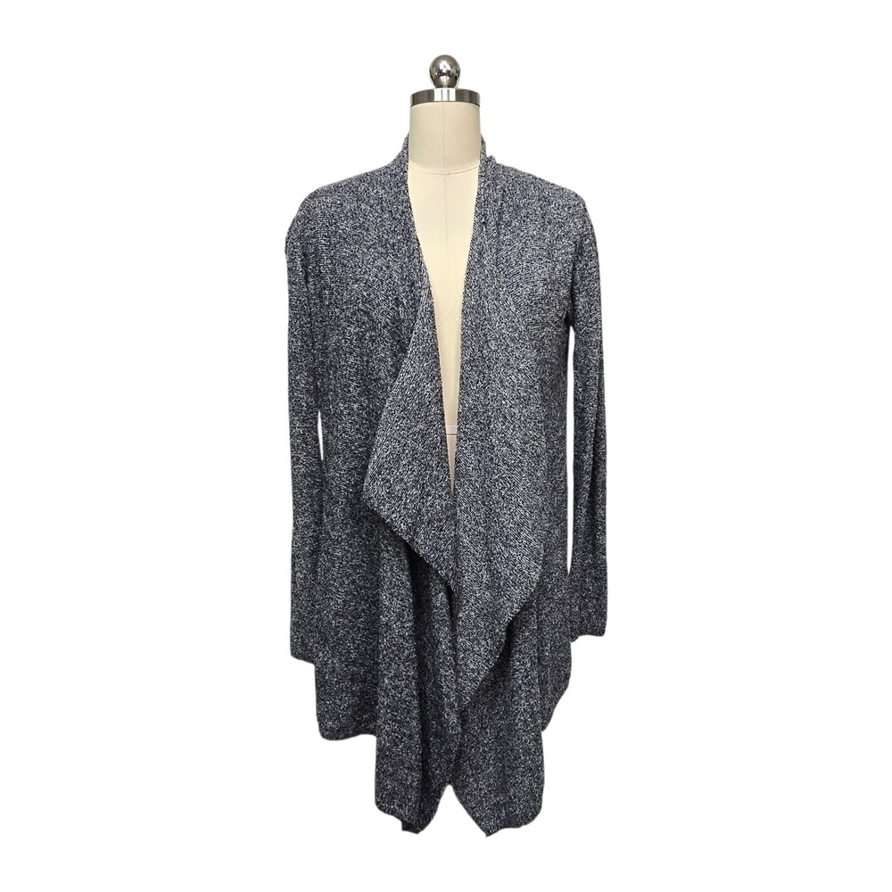 Barefoot Dreams Bamboo Chic Lite Marled Wrap‎ Cardigan Black White Size S/M
